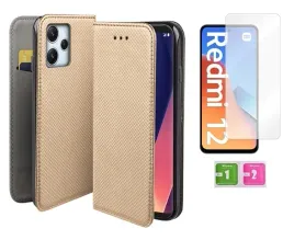 etui-z-klapka-do-xiaomi-redmi-12-4g-5g-case-obudowa-zloty-szklo-na-ekran