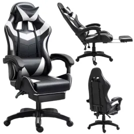 fotel-gamingowy-lean-obrotowy-biurowy-z-podnozkiem-poduszki-czarno-bialy