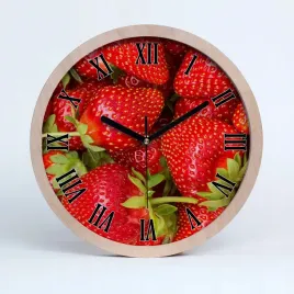 drewno-stylowy-zegar-do-kuchni-truskawki-fi-25-cm