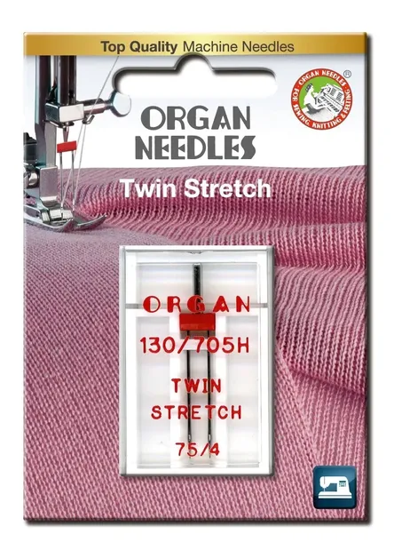 Igła podwójna półpłaska 130/705H Organ TWIN stretch 75 4mm do dzianiny