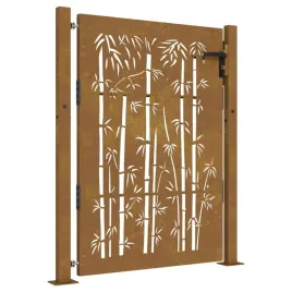 furtka-ogrodowa-105x130-cm-stal-kortenowska-motyw-bambusa
