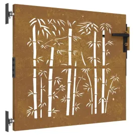 furtka-ogrodowa-85x75-cm-stal-kortenowska-motyw-bambusa
