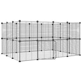klatka-dla-zwierzat-z-bramka-28-paneli-czarna-35x35-cm-stal