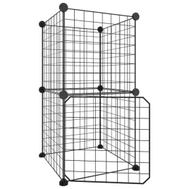 klatka-dla-zwierzat-z-bramka-8-paneli-czarna-35x35-cm-stal
