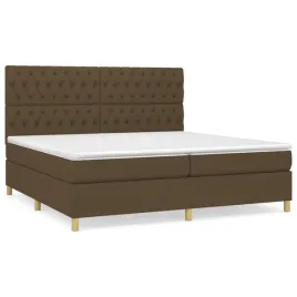 lozko-kontynentalne-203x200-cm-ciemny-braz-materac-sprezynowy