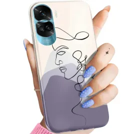 etui-do-honor-90-lite-5g-wzory-continuous-line-art-kreska-linie-obudowa