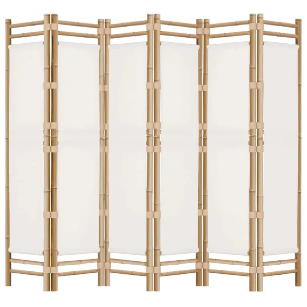 skladany-parawan-6-panelowy-240-cm-bambus-i-plotno-stan-nowy