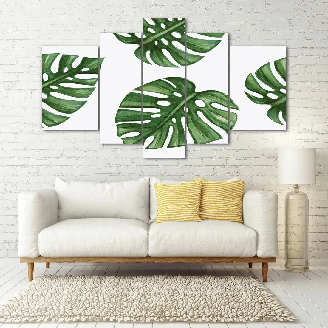 obraz-szklo-akrylowe-tryptyk-scienny-monstera-stan-nowy