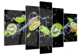 obraz-szklo-akrylowe-tryptyk-scienny-kiwi-i-woda