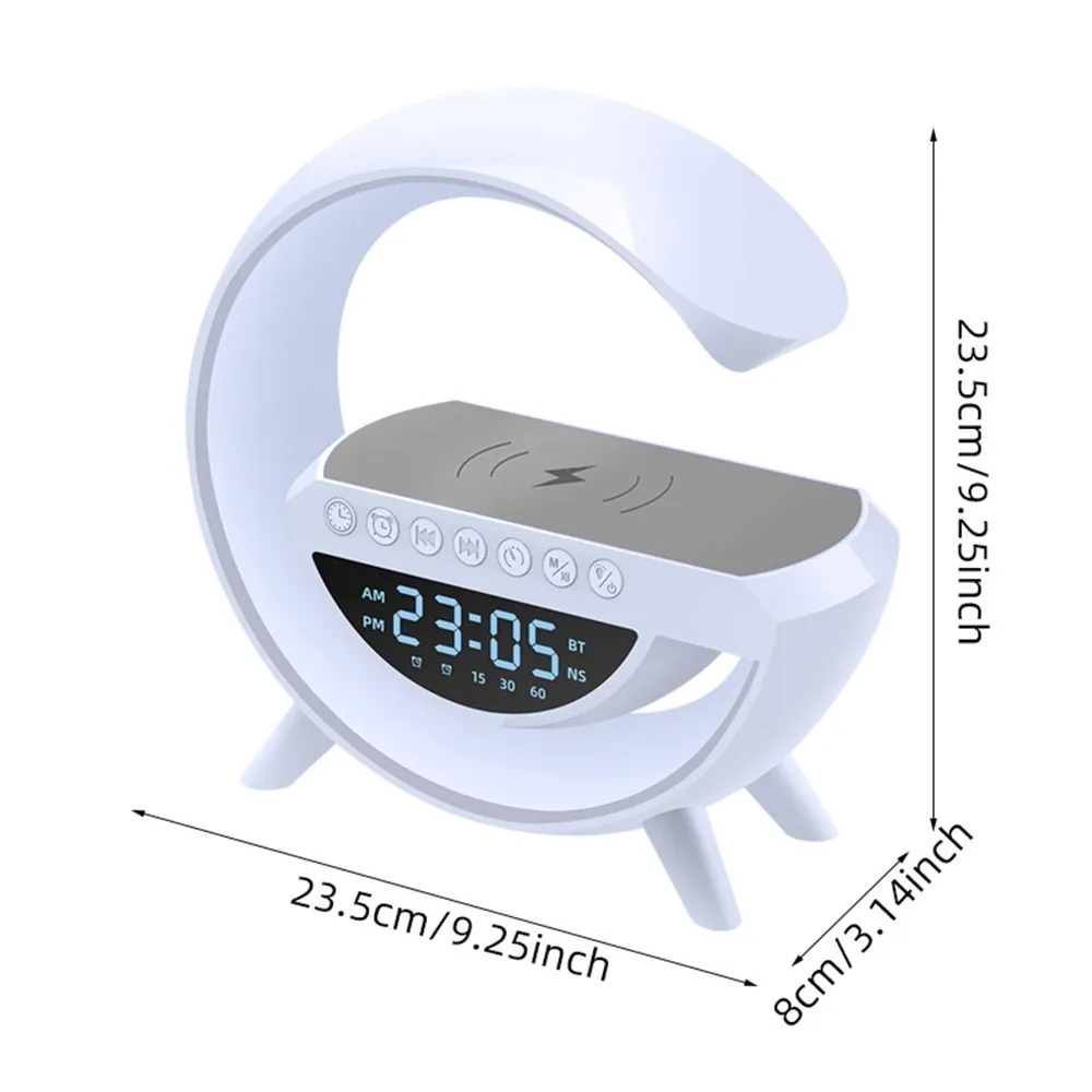 lampka-biurkowa-nocna-stojaca-rgb-glosnik-ladowarka-zegar-budzik-radio-stan-nowy