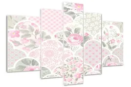 obraz-akrylowy-tryptyk-na-sciane-roze-i-ornamenty