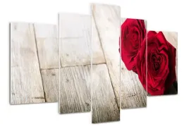 obraz-akrylowy-tryptyk-na-sciane-roze-na-drewnie