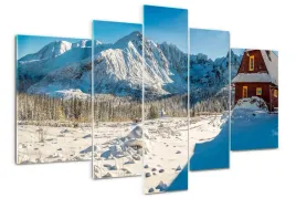 obraz-akrylowy-tryptyk-do-sypialni-domek-w-gorach