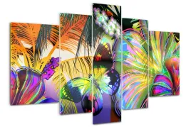 foto-obraz-akrylowy-duzy-tryptyk-kwiaty-i-motyl