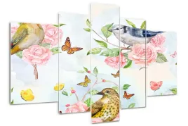 foto-obraz-akrylowy-duzy-poliptyk-ptaki-i-roze