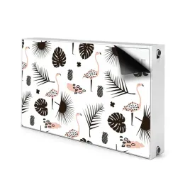 maskownica-na-kaloryfer-100x60-liscie-i-flamingi