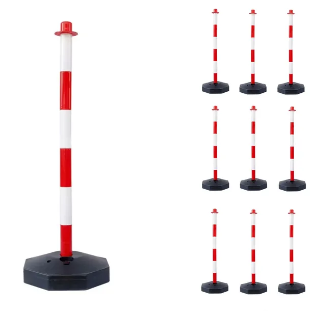 Słupek wygrodzeniowy biało czerwony 80 cm słupek ostrzegawczy zestaw 10 szt