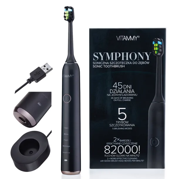 SZCZOTECZKA SONICZNA ELEKTRYCZNA DO ZĘBÓW VITAMMY SYMPHONY TIMER 82000R/M