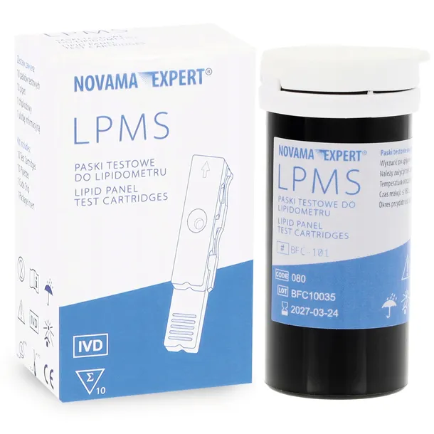 PASKI TESTOWE DO ANALIZATORA PROFILU LIPIDOWEGO NOVAMA EXPERT LPMS x10 CHIP