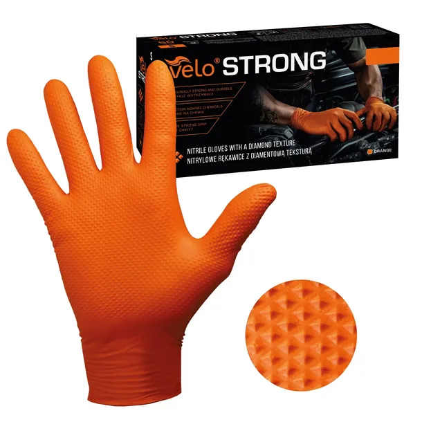 RĘKAWICE RĘKAWICZKI NITRYLOWE B. MOCNE ROBOCZE VELO STRONG GRIP - S 50 SZT