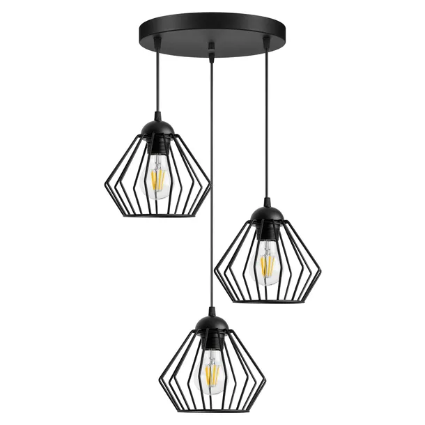 ŻYRANDOL SUFITOWY BRYLANT LED Czarna Metalowa 3x E27 LOFT