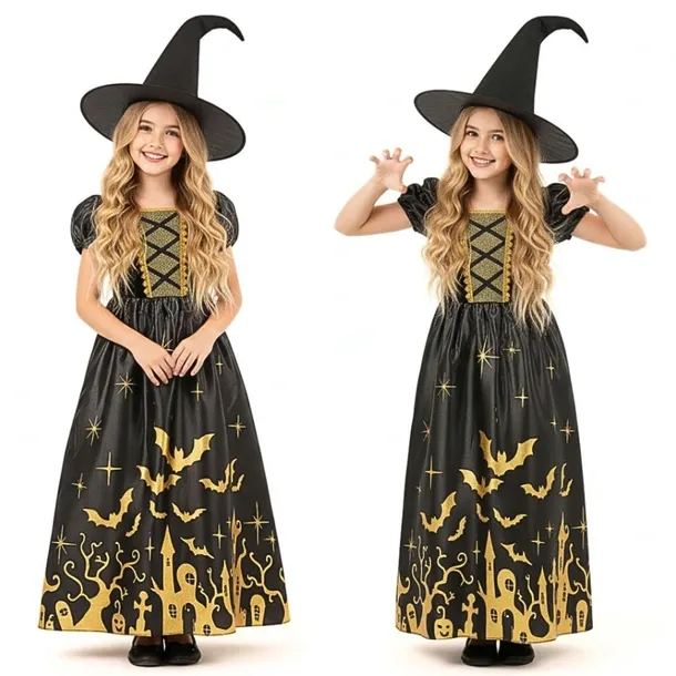 WIEDŹMA CZAROWNICA WRÓŻKA L 130-140 cm Strój Kostium Przebranie HALLOWEEN