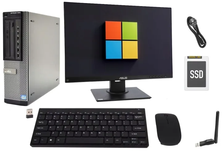 KOMPLETNY ZESTAW KOMPUTEROWY i7 8x3.90GHz 4/256GB SSD WIN10 DO BIURA DOMU