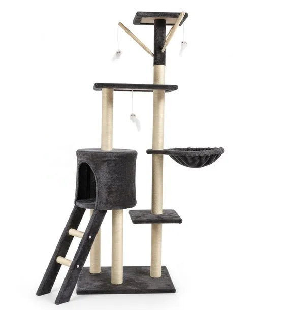 Drapak budka dla kota drzewo legowisko Domek słupki 138cm 6 poziomów (F014)