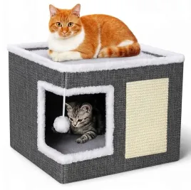 legowisko-dla-kota-2w1-domek-drapak-z-mata-i-zabawka-42x42x35cm-i700