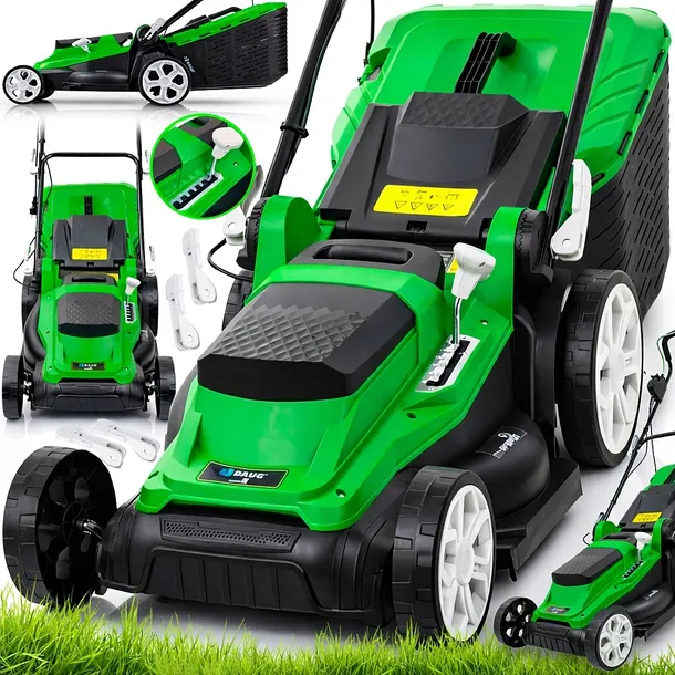 KOSIARKA ELEKTRYCZNA DO TRAWY Z REGULACJĄ LEKKA MOCNA DUŻY KOSZ 45L 1600W