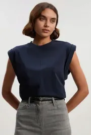 niebieska-bluzka-z-przeszyciami-i-marszczeniami-w-talii-karen-millen-xs