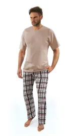 pizama-meska-bawelniana-sesto-senso-krotki-rekaw-dlugie-spodnie-latte-4xl