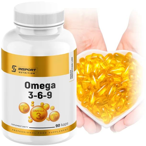 OMEGA 3-6-9 90 kap EPA DHA Olej rybi Tran Mózg Odporność Serce | INSPORT