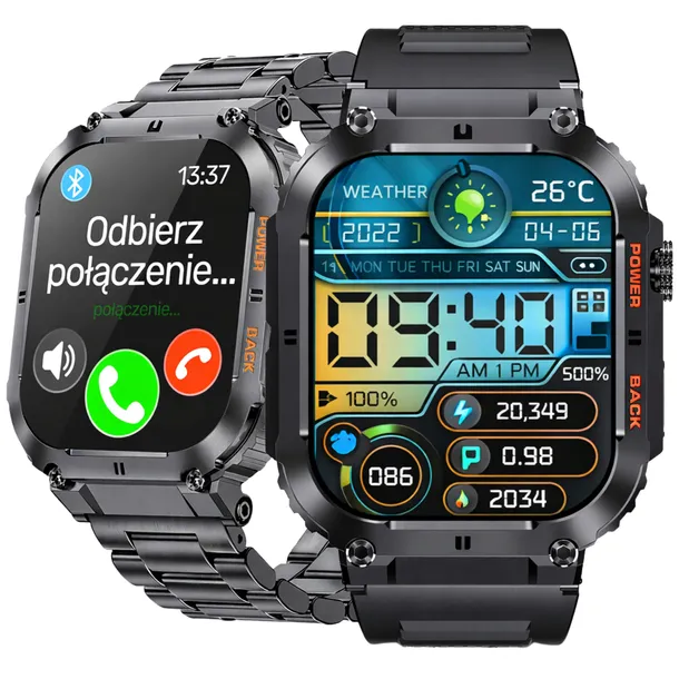 SMARTWATCH MĘSKI ZEGAREK ROZMOWY SMS POWIADOMIENIA POLSKIE MENU WODOODPORNY