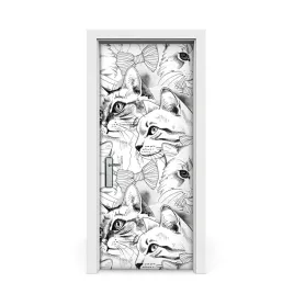 naklejka-na-drzwi-okleina-szkicowane-koty-85x205