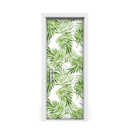 okleina-na-drzwi-naklejka-akwarela-liscie-75x205
