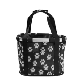 torba-rowerowa-dla-psa-czarna-w-biale-lapki
