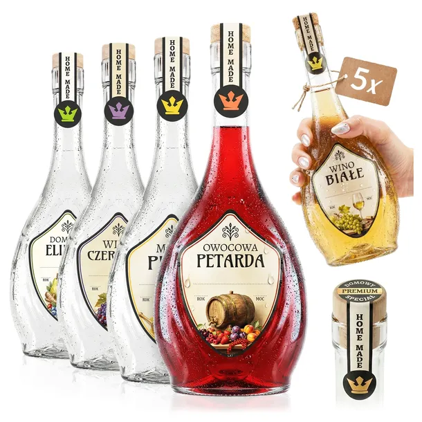 5x Butelki na nalewki wino ICONA 0,5 L butelki na bimber wódkę nalewki
