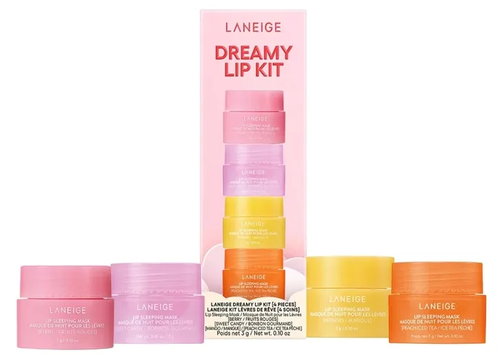 Laneige Dreamy lip kit zestaw 4xmaska do ust na noc peach ice tea