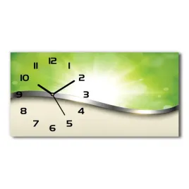 zegar-scienny-szklany-zielona-abstrakcja-60x30-cm