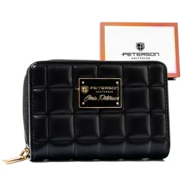 pikowany-czarny-portfel-damski-ze-skory-ekologicznej-zamykany-na-zatrzask