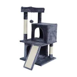 drapak-dla-kota-legowisko-zabawka-domek-wieza-budka-ciemno-szary