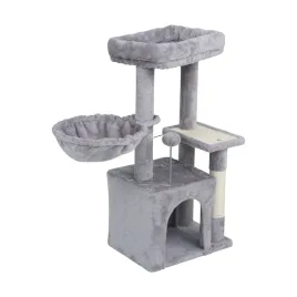 drapak-dla-kota-2x-legowisko-zabawka-domek-wieza-budka-wysoka-szary