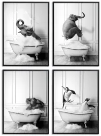 jinzunrui-plakat-do-lazienki-a4-czarno-bialy-obrazek-z-zwierzakiem