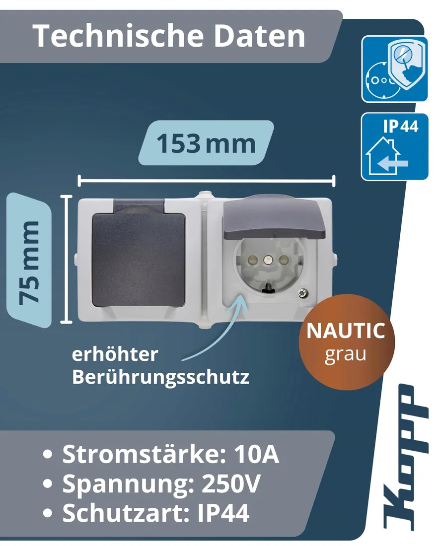 gniazdo-elektryczne-scienne-kopp-szary-stan-nowy