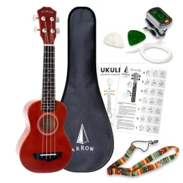 arrow-pb10-nt-soprano-natural-dark-top-ukulele-set