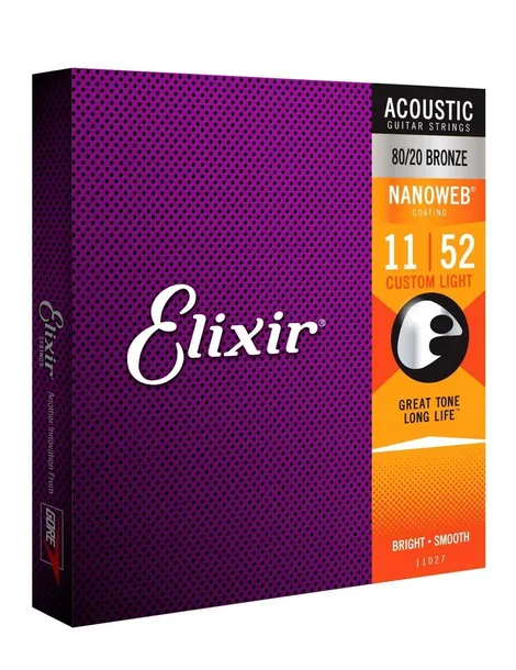 Elixir 11027 NanoWeb Custom Light 11-52 - struny do gitary akustycznej