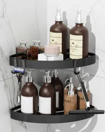 kezaara-czarna-polka-prysznicowa-bez-wiercenia-z-4-hakami-2-szt