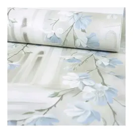 tapeta-kwitnace-galazki-niebieskie-miasto-3d-winylowa-do-mycia