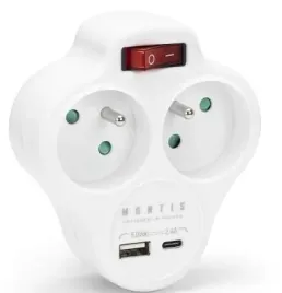 rozgaleznik-sieciowy-podwojny-z-wylacznikiem-usb-a-usb-c-montis-mt144-w